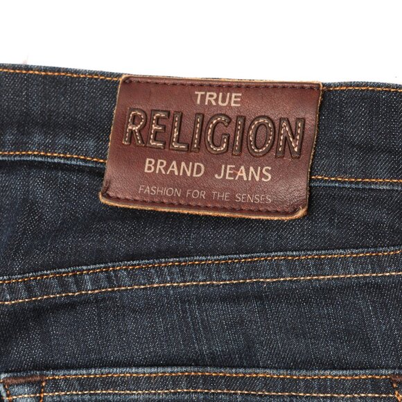 True Religion Rocco Mens Jeans Straight Slim Leg Button Fly Dark Blue Denim 28 - Picture 7 of 12